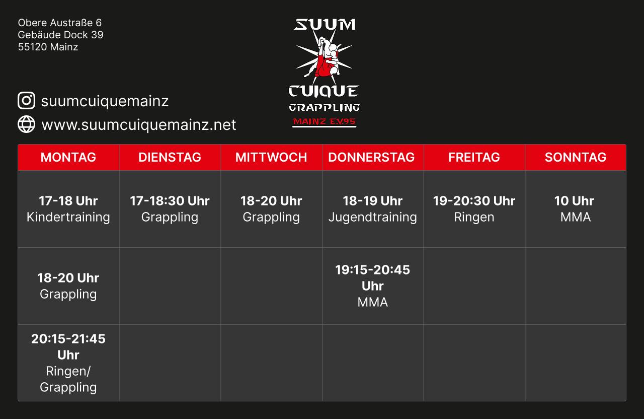 Trainingszeiten Suum Cuique Mainz